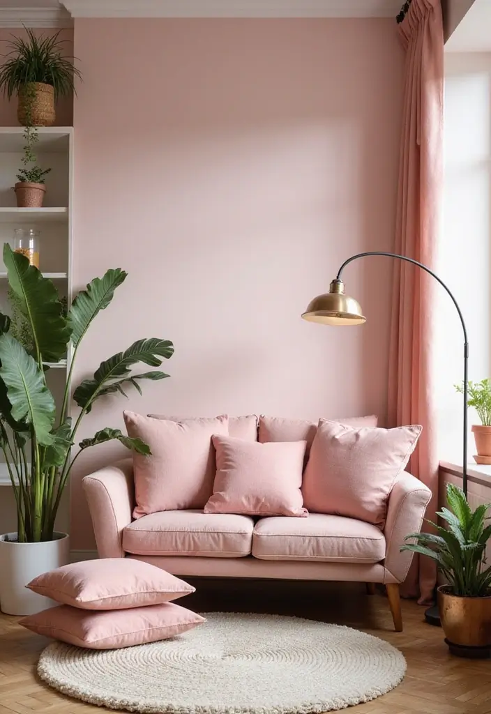 27 Pink Sofa Living Room Bohemian Ideas That Look Amazing 8 27 Pink Sofa Living Room Bohemian Ideas That Look Amazing - 8. Cozy Corner Nooks