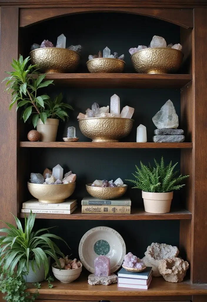 27 Witchy Bohemian Interior Design Ideas You’ll Love 6 27 Witchy Bohemian Interior Design Ideas You’ll Love - 6. Crystals as Decor