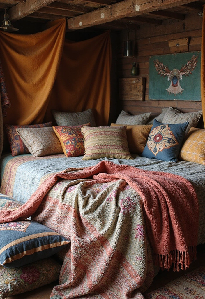 28 Bohemian Bedroom Inspirations That Never Go Out of Style 1 28 Bohemian Bedroom Inspirations That Never Go Out of Style - 1. Layered Textiles