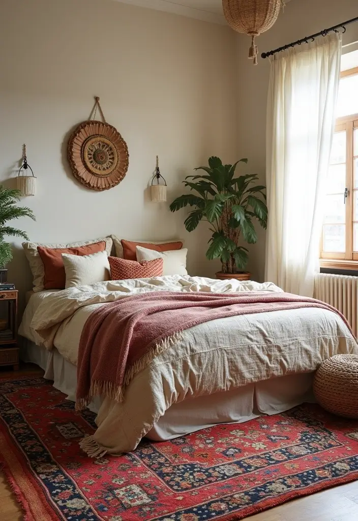 28 Bohemian Bedroom Inspirations That Never Go Out of Style 15 28 Bohemian Bedroom Inspirations That Never Go Out of Style - 15. Cozy Rugs