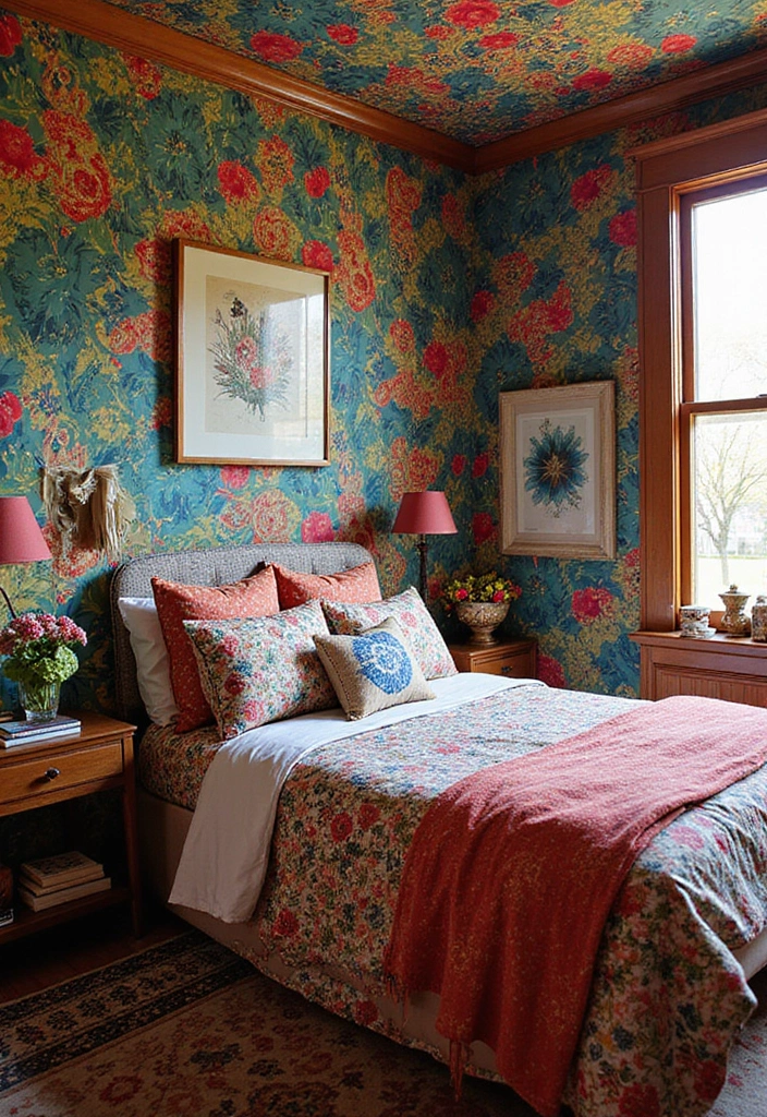 28 Bohemian Bedroom Inspirations That Never Go Out of Style 26 28 Bohemian Bedroom Inspirations That Never Go Out of Style - 26. Funky Prints