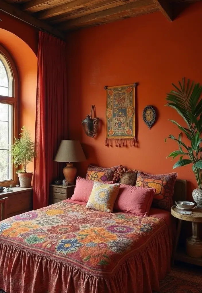 28 Bohemian Bedroom Inspirations That Never Go Out of Style 5 28 Bohemian Bedroom Inspirations That Never Go Out of Style - 5. Warm Color Palettes