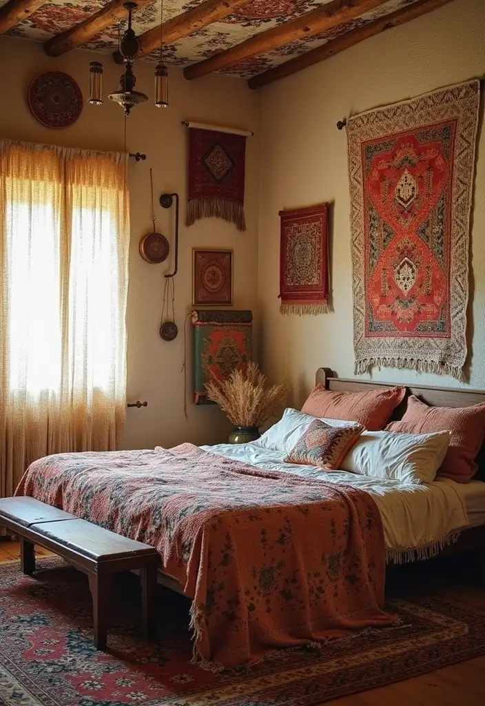 28 Bohemian Bedroom Inspirations That Never Go Out of Style 9 28 Bohemian Bedroom Inspirations That Never Go Out of Style - 9. Handcrafted Textiles