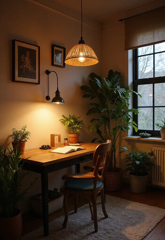 28 Bohemian Home Office Ideas That Spark Creativity - 11. Sustainable Lighting Solutions