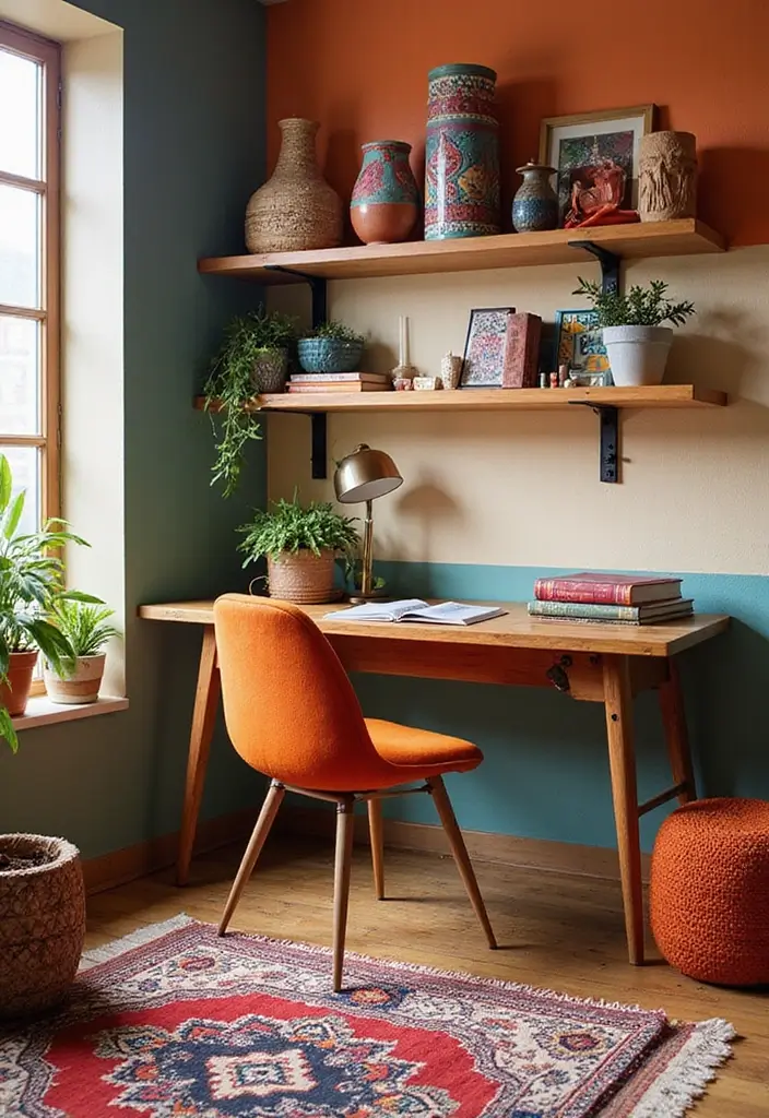 28 Bohemian Home Office Ideas That Spark Creativity - 15. Bright and Bold Color Schemes