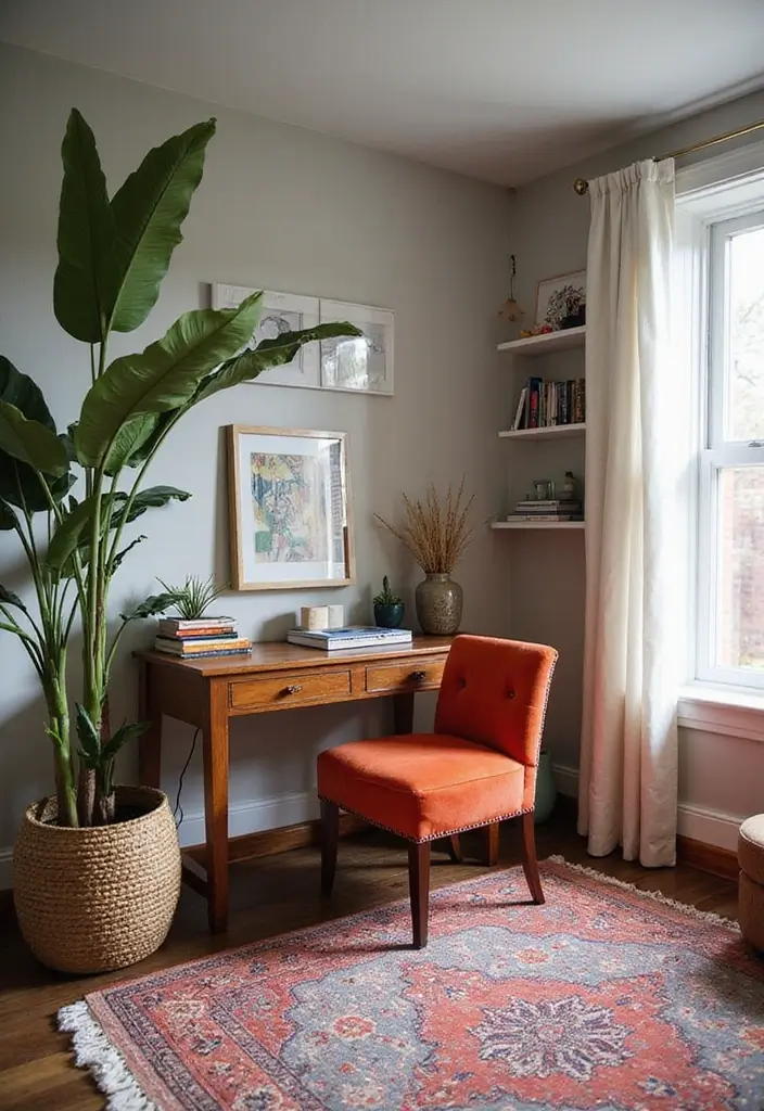 28 Bohemian Home Office Ideas That Spark Creativity - 17. Statement Furniture Pieces