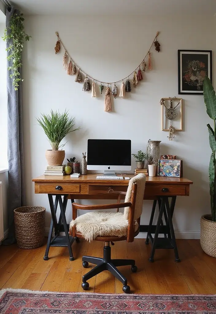 28 Bohemian Home Office Ideas That Spark Creativity - 19. Artistic Desk Layouts