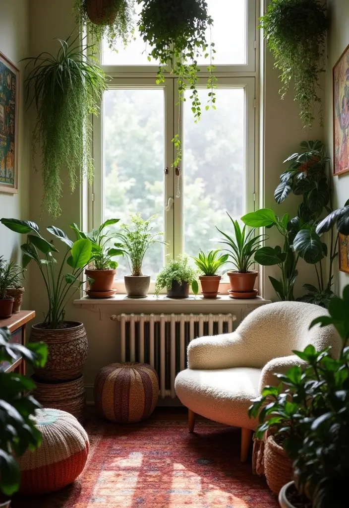 28 Bohemian Home Office Ideas That Spark Creativity - 2. Cozy Nook with Greenery