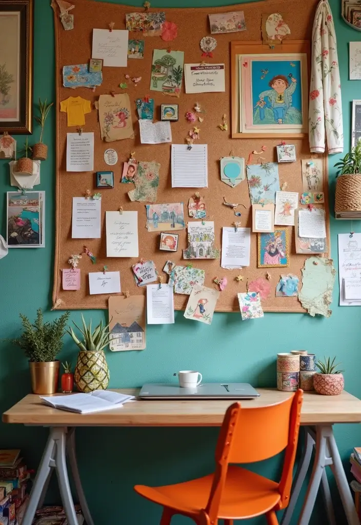 28 Bohemian Home Office Ideas That Spark Creativity - 7. Colorful Gallery Boards