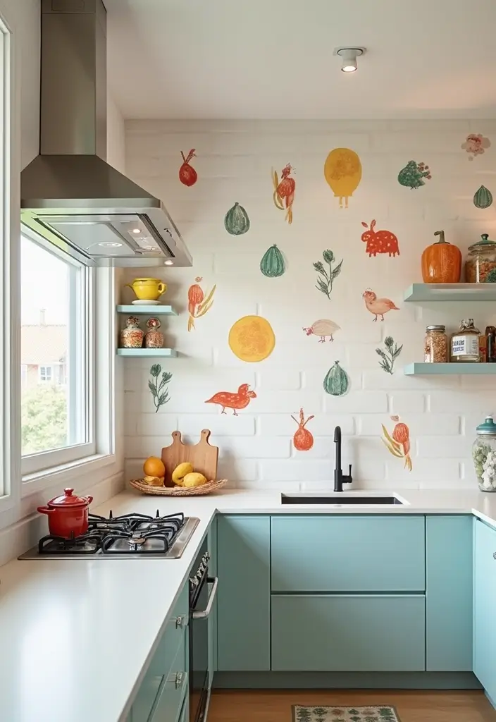 28 Bohemian Kitchen Backsplash Ideas That Pop - 17. Artistic Wall Decals