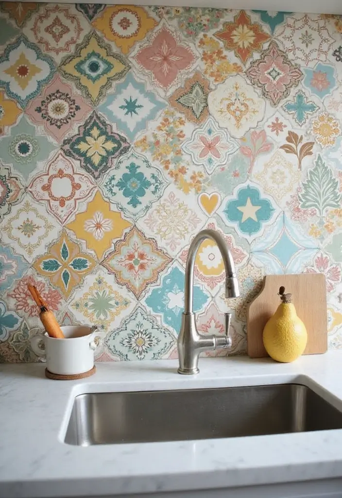 28 Bohemian Kitchen Backsplash Ideas That Pop - 21. Whimsical Patterns