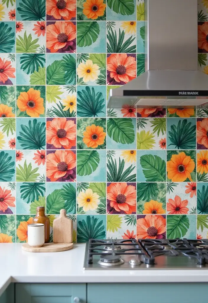 28 Bohemian Kitchen Backsplash Ideas That Pop - 27. Tropical Vibes