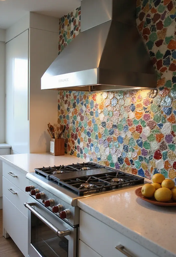 28 Bohemian Kitchen Backsplash Ideas That Pop - 5. Upcycled Glass Tiles
