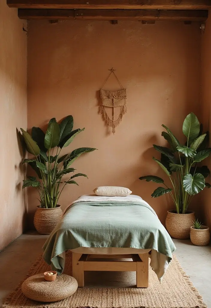 28 Bohemian Massage Room Ideas for a Calm Escape 1 28 Bohemian Massage Room Ideas for a Calm Escape - 1. Earthy Color Palette