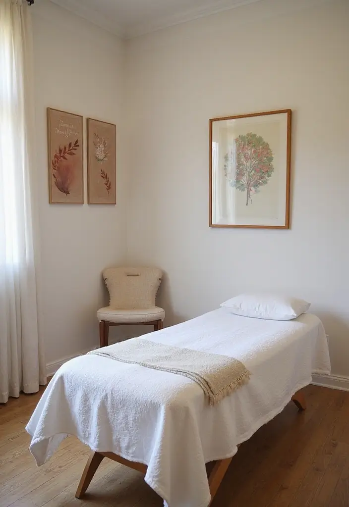 28 Bohemian Massage Room Ideas for a Calm Escape 16 28 Bohemian Massage Room Ideas for a Calm Escape - 16. Mindful Art