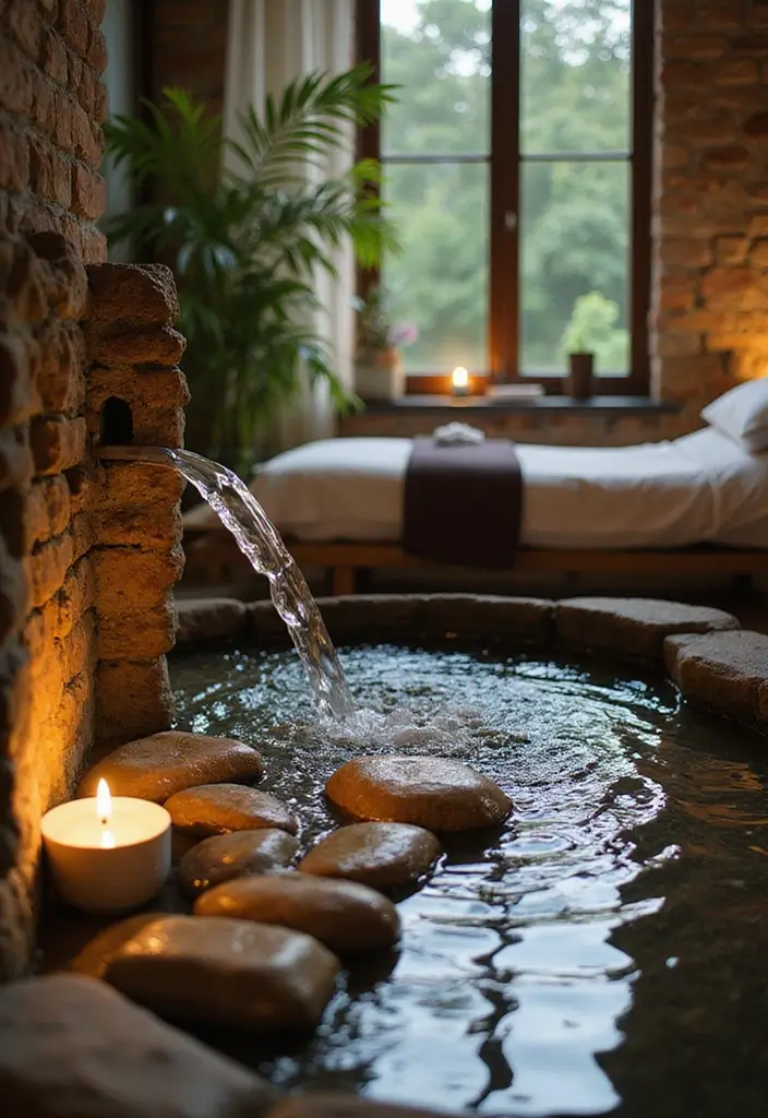 28 Bohemian Massage Room Ideas for a Calm Escape 19 28 Bohemian Massage Room Ideas for a Calm Escape - 19. Calming Water Features