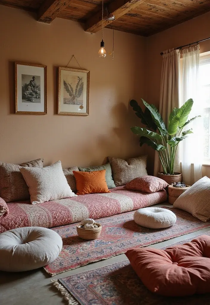 28 Bohemian Massage Room Ideas for a Calm Escape 2 28 Bohemian Massage Room Ideas for a Calm Escape - 2. Floor Cushions and Pillows