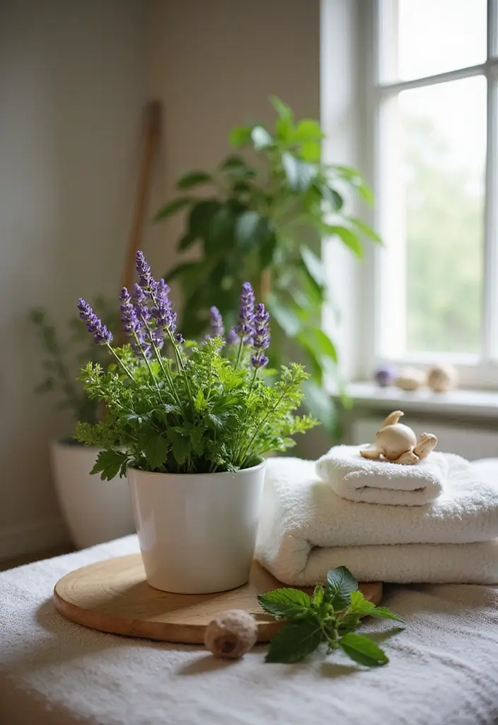 28 Bohemian Massage Room Ideas for a Calm Escape 23 28 Bohemian Massage Room Ideas for a Calm Escape - 23. Healing Herbs