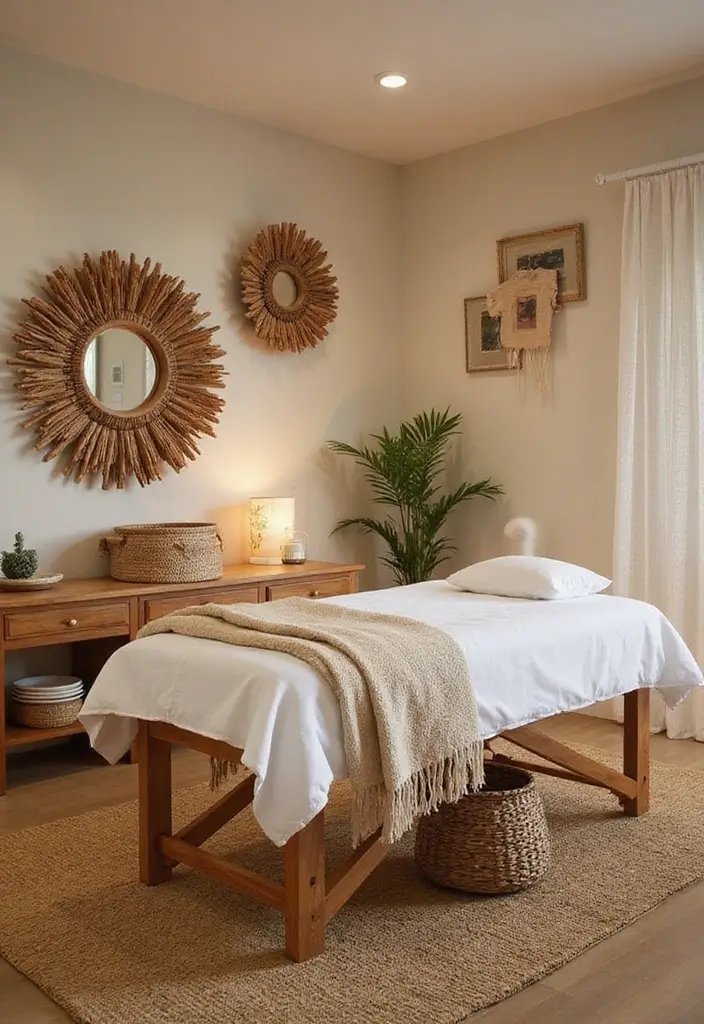 28 Bohemian Massage Room Ideas for a Calm Escape 26 28 Bohemian Massage Room Ideas for a Calm Escape - 26. Baskets for Organization