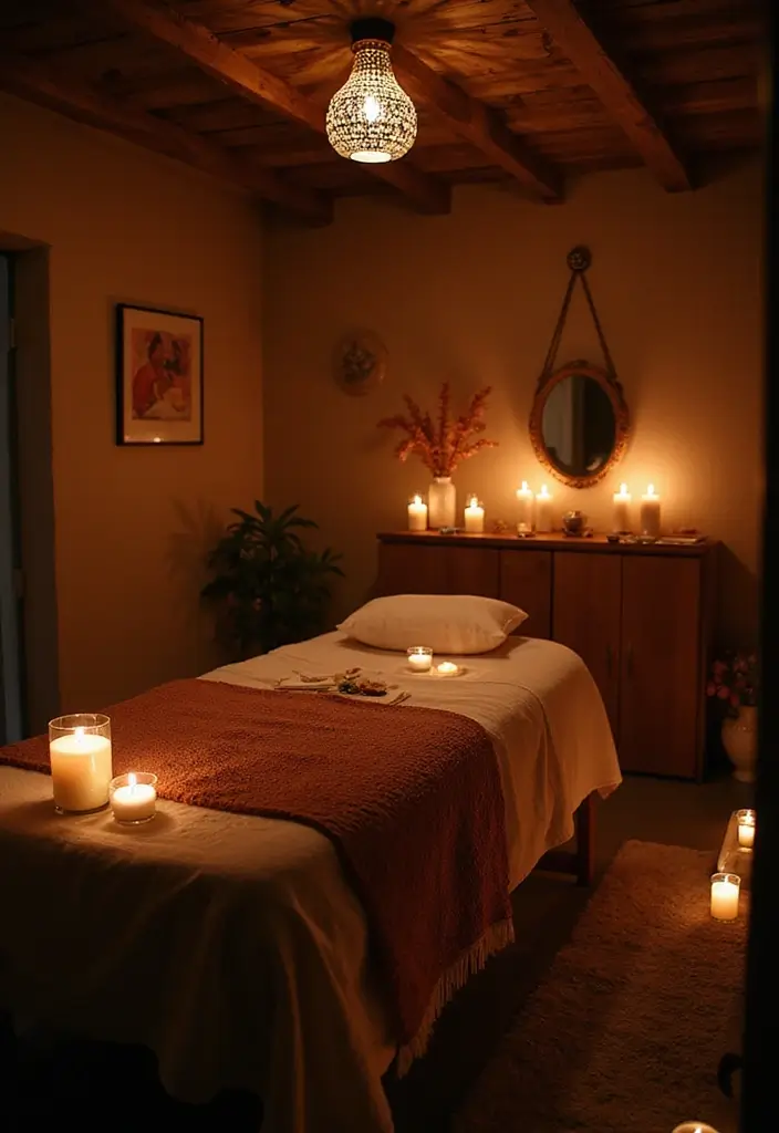 28 Bohemian Massage Room Ideas for a Calm Escape 4 28 Bohemian Massage Room Ideas for a Calm Escape - 4. Soft Lighting