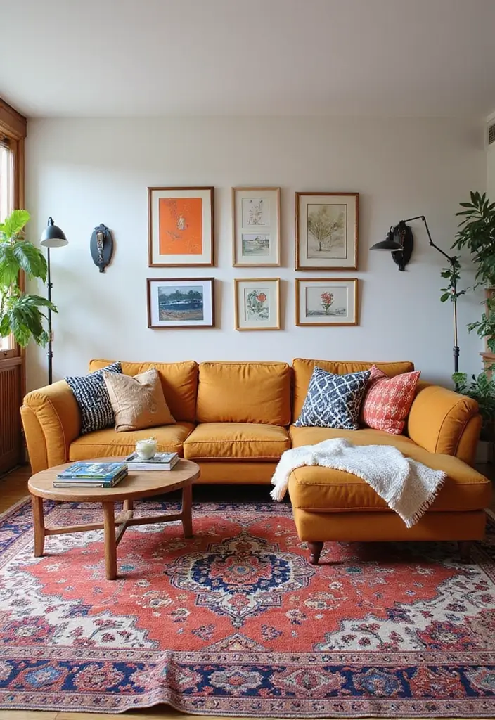 28 Eclectic Bohemian Living Room Ideas to Copy Instantly 11 28 Eclectic Bohemian Living Room Ideas to Copy Instantly - 11. Statement Rugs