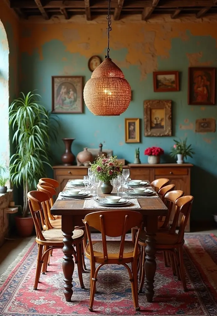 28 Eclectic Bohemian Living Room Ideas to Copy Instantly 12 28 Eclectic Bohemian Living Room Ideas to Copy Instantly - 12. Mismatched Dining Furniture