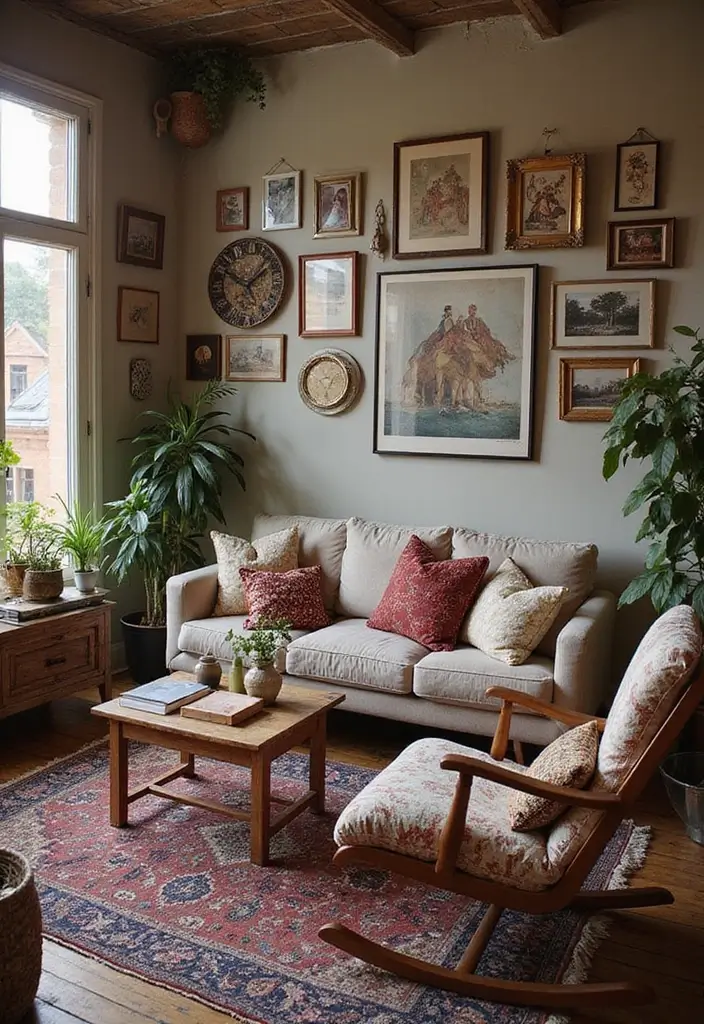 28 Eclectic Bohemian Living Room Ideas to Copy Instantly 17 28 Eclectic Bohemian Living Room Ideas to Copy Instantly - 17. Personal Touches with Memories