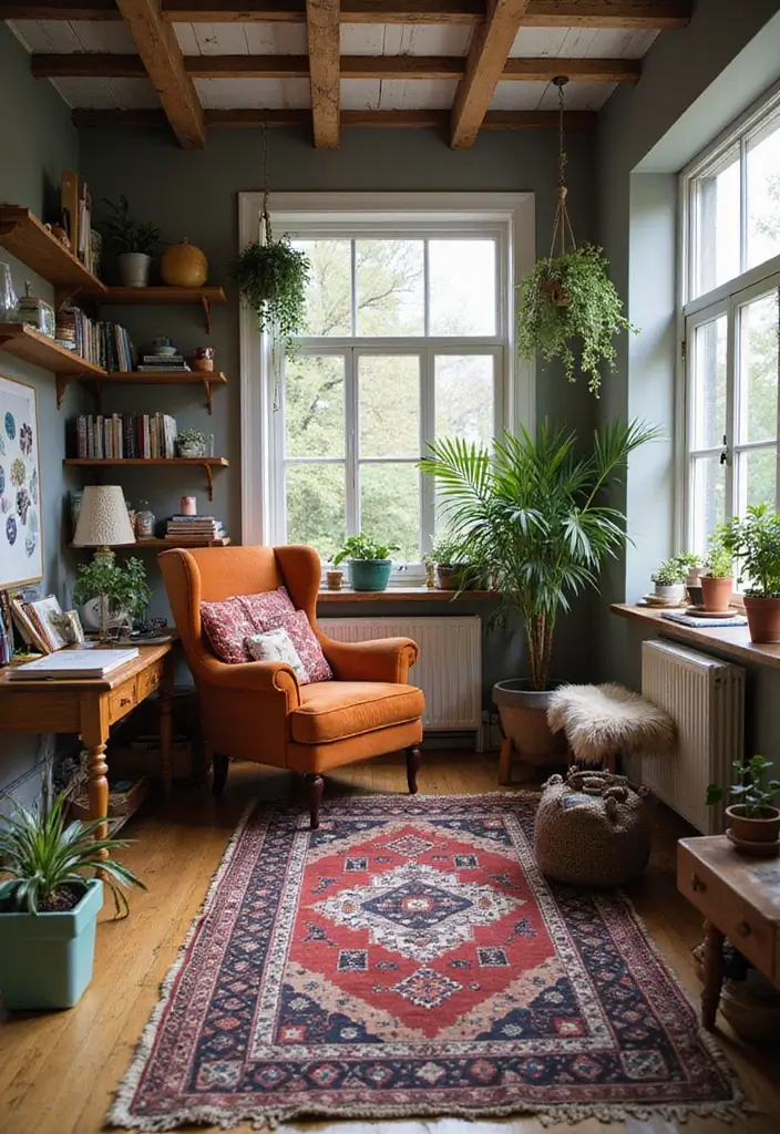 28 Eclectic Bohemian Living Room Ideas to Copy Instantly 21 28 Eclectic Bohemian Living Room Ideas to Copy Instantly - 21. Integrating Your Hobby Space