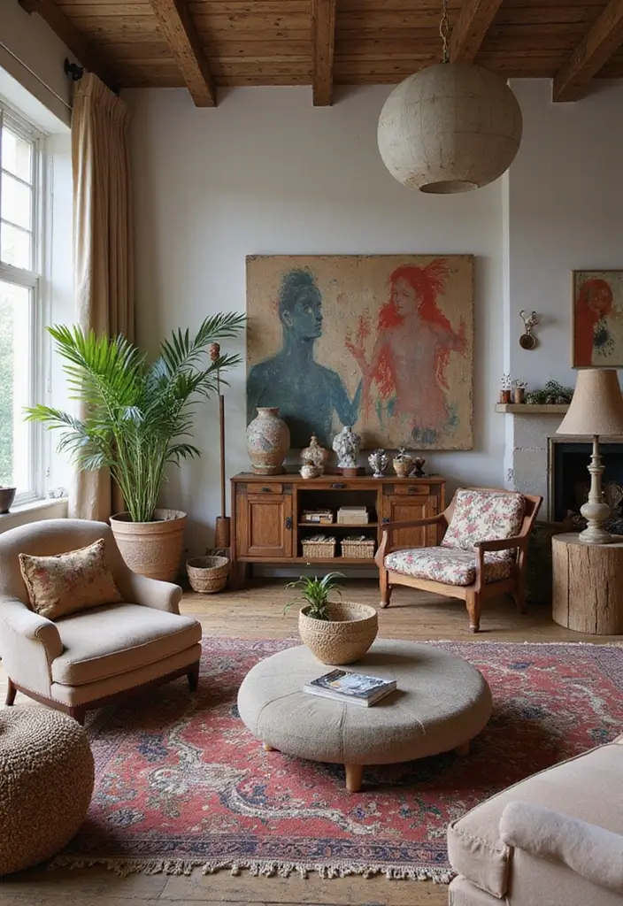 28 Eclectic Bohemian Living Room Ideas to Copy Instantly 23 28 Eclectic Bohemian Living Room Ideas to Copy Instantly - 23. Artistic Display Furniture