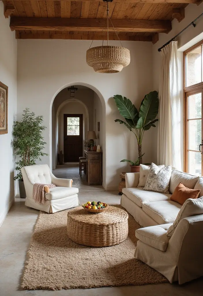 28 Eclectic Bohemian Living Room Ideas to Copy Instantly 24 28 Eclectic Bohemian Living Room Ideas to Copy Instantly - 24. Emphasizing Nature with Natural Materials