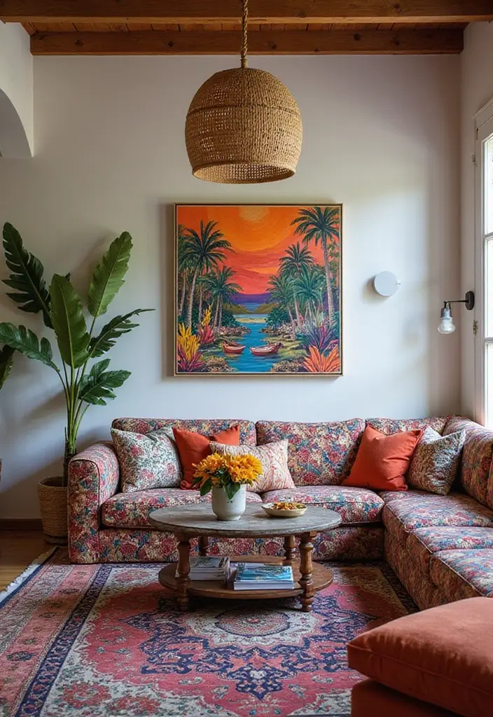 28 Eclectic Bohemian Living Room Ideas to Copy Instantly 9 28 Eclectic Bohemian Living Room Ideas to Copy Instantly - 9. Playful Patterns Galore