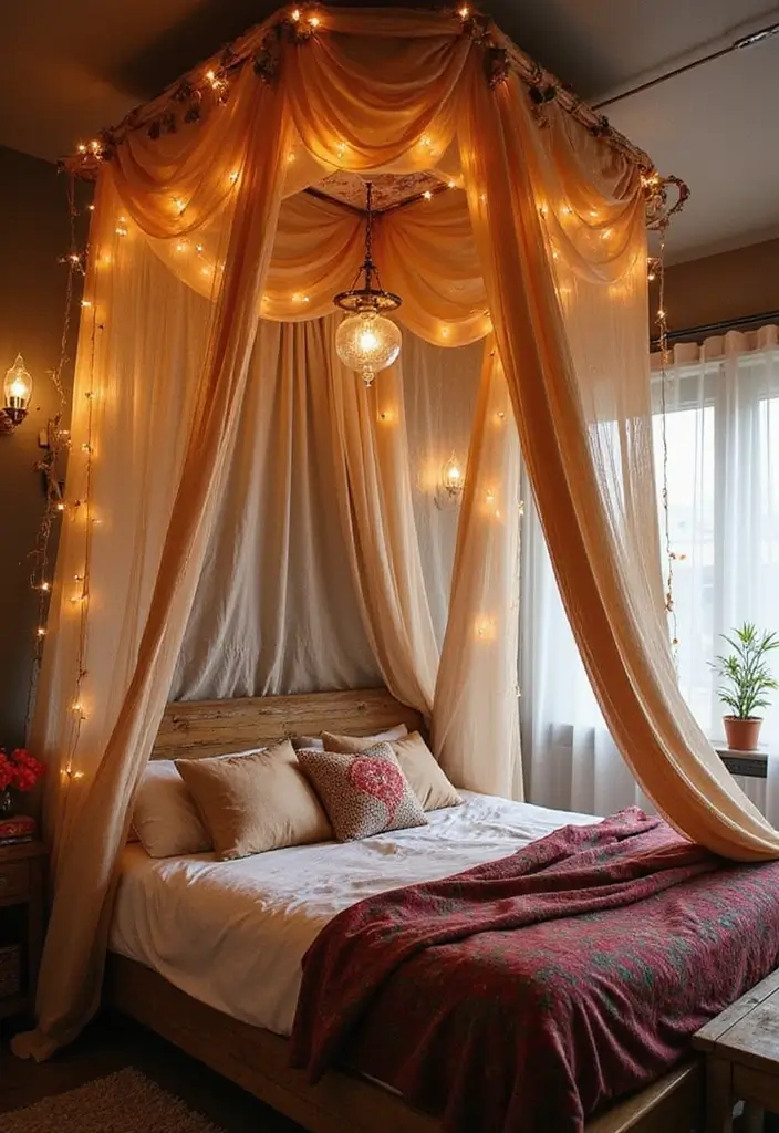 28 Purple Bohemian Bedroom Ideas Full of Character 12 28 Purple Bohemian Bedroom Ideas Full of Character - 12. Layered Bed Canopy