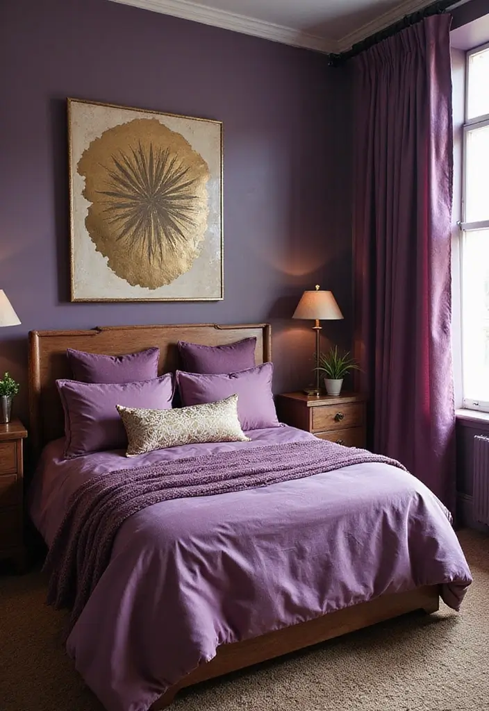 28 Purple Bohemian Bedroom Ideas Full of Character 25 28 Purple Bohemian Bedroom Ideas Full of Character - 25. A Touch of Metallics