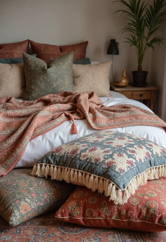 28 Purple Bohemian Bedroom Ideas Full of Character 27 28 Purple Bohemian Bedroom Ideas Full of Character - 27. Cozy Floor Cushions