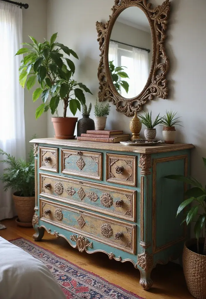 28 Purple Bohemian Bedroom Ideas Full of Character 4 28 Purple Bohemian Bedroom Ideas Full of Character - 4. Vintage Dressers and Nightstands