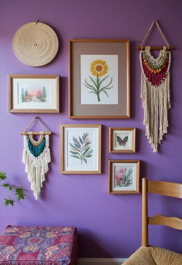 28 Purple Bohemian Bedroom Ideas Full of Character 5 28 Purple Bohemian Bedroom Ideas Full of Character - 5. Bohemian Wall Art Gallery