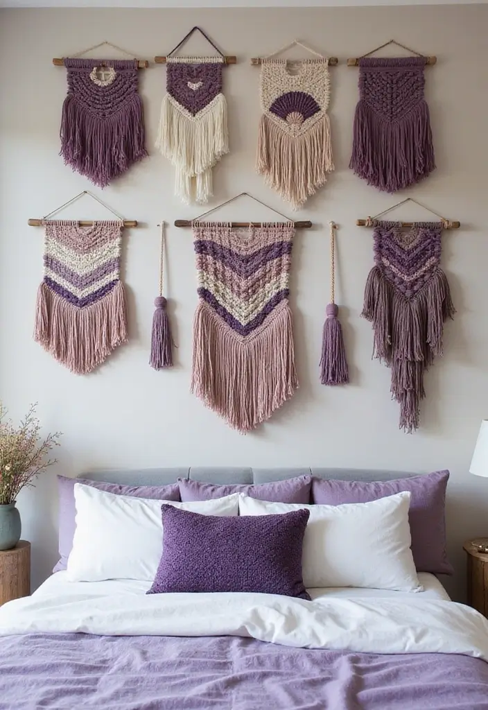 28 Purple Bohemian Bedroom Ideas Full of Character 7 28 Purple Bohemian Bedroom Ideas Full of Character - 7. Woven Wall Hangings