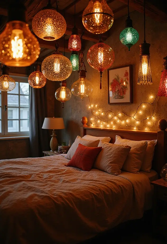 28 Purple Bohemian Bedroom Ideas Full of Character 9 28 Purple Bohemian Bedroom Ideas Full of Character - 9. Eclectic Lighting Fixtures