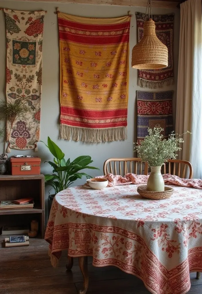 29 Bohemian Home Inspirations Straight from Pinterest - 25. Vintage Textile Displays