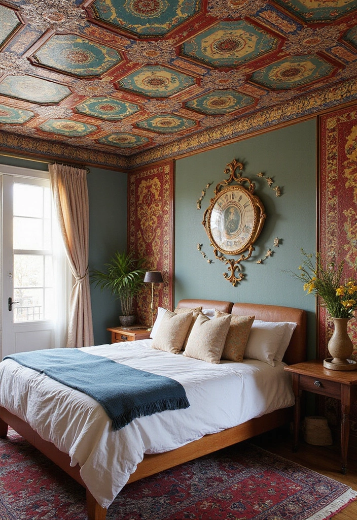 29 Bohemian Style Bedroom Designs Full of Charm 16 29 Bohemian Style Bedroom Designs Full of Charm - 16. Colorful Ceiling Tiles