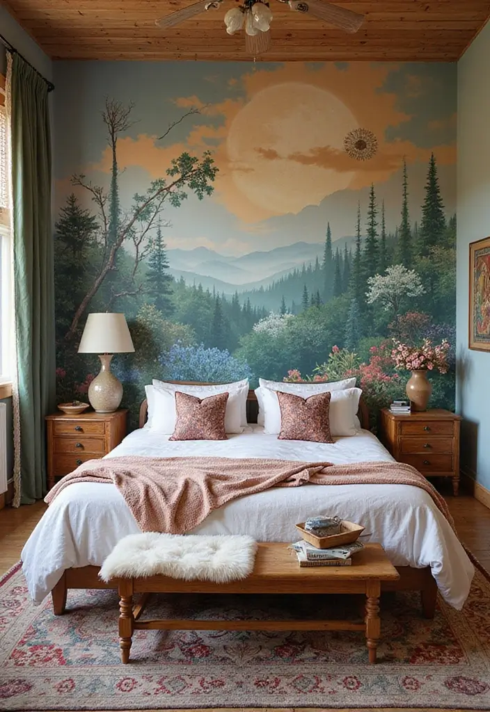 29 Bohemian Style Bedroom Designs Full of Charm 22 29 Bohemian Style Bedroom Designs Full of Charm - 22. Wall Murals