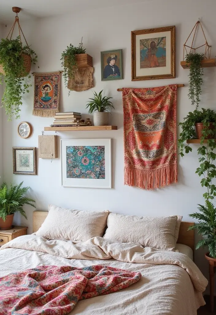 29 Bohemian Style Bedroom Designs Full of Charm 4 29 Bohemian Style Bedroom Designs Full of Charm - 4. Artistic Wall Displays