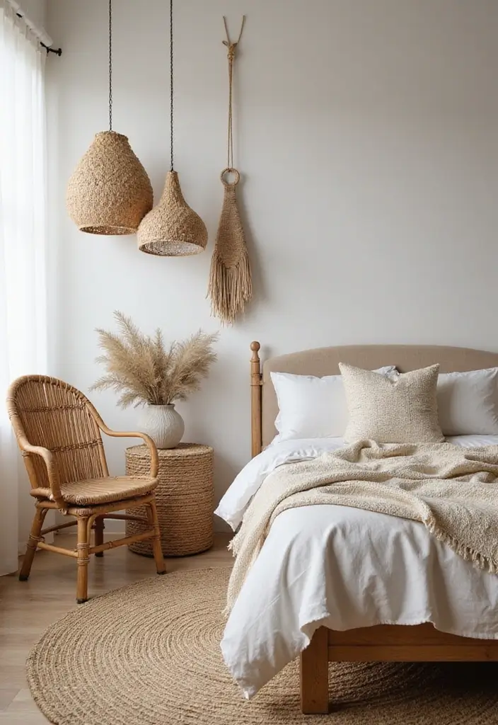 29 Bohemian Style Bedroom Designs Full of Charm 5 29 Bohemian Style Bedroom Designs Full of Charm - 5. Rattan and Natural Elements