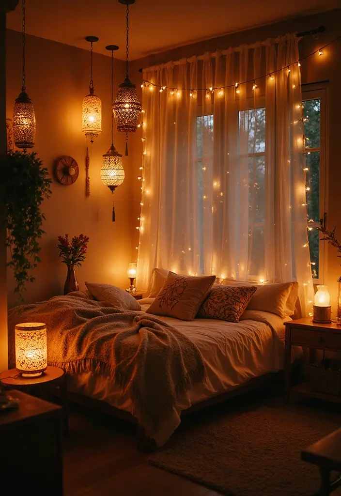 29 Bohemian Style Bedroom Designs Full of Charm 7 29 Bohemian Style Bedroom Designs Full of Charm - 7. Soft Lighting Solutions