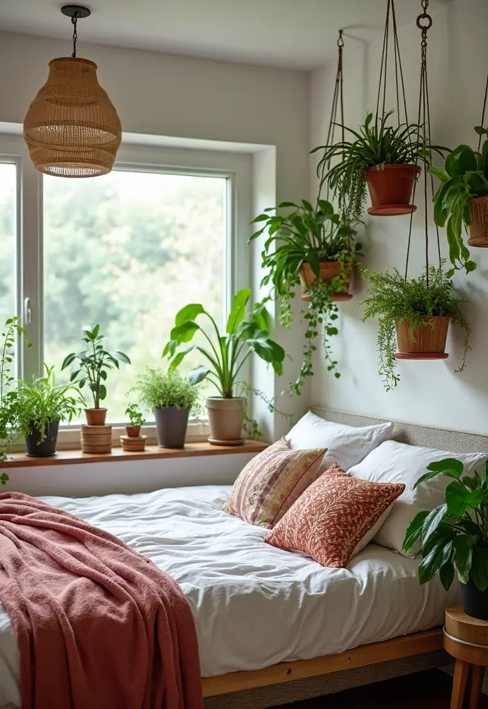 29 Bohemian Style Bedroom Designs Full of Charm 8 29 Bohemian Style Bedroom Designs Full of Charm - 8. Indoor Plants for Freshness