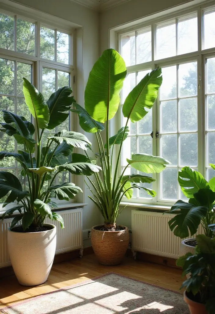 29 Bohemian Sunroom Ideas That Feel Dreamy and Light 16 29 Bohemian Sunroom Ideas That Feel Dreamy and Light - 16. Large Statement Plants