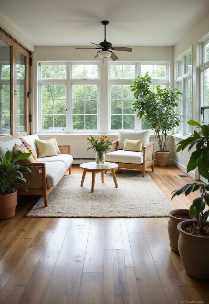 29 Bohemian Sunroom Ideas That Feel Dreamy and Light 19 29 Bohemian Sunroom Ideas That Feel Dreamy and Light - 19. Embrace Open Spaces
