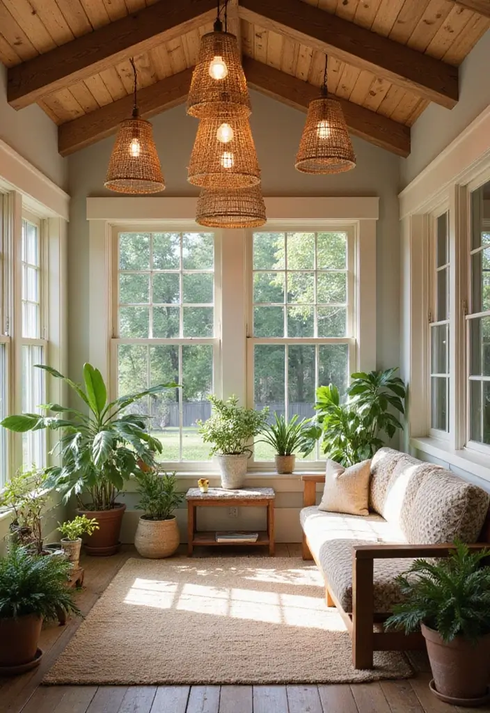 29 Bohemian Sunroom Ideas That Feel Dreamy and Light 28 29 Bohemian Sunroom Ideas That Feel Dreamy and Light - 28. Bohemian-Inspired Light Fixtures