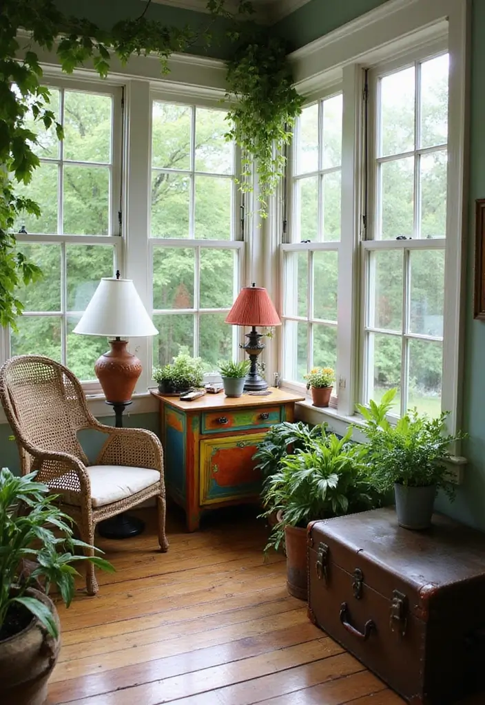 29 Bohemian Sunroom Ideas That Feel Dreamy and Light 6 29 Bohemian Sunroom Ideas That Feel Dreamy and Light - 6. Vintage Finds