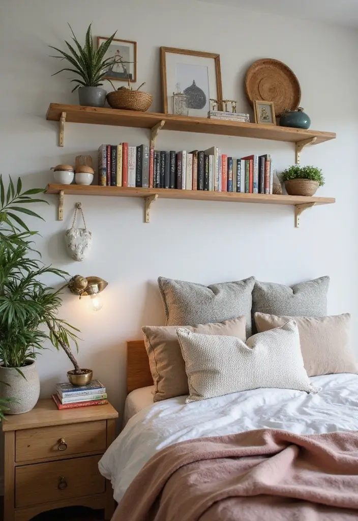 29 Cozy Bohemian Bedroom Ideas to Try This Year 21 29 Cozy Bohemian Bedroom Ideas to Try This Year - 21. Cozy Wall Shelves